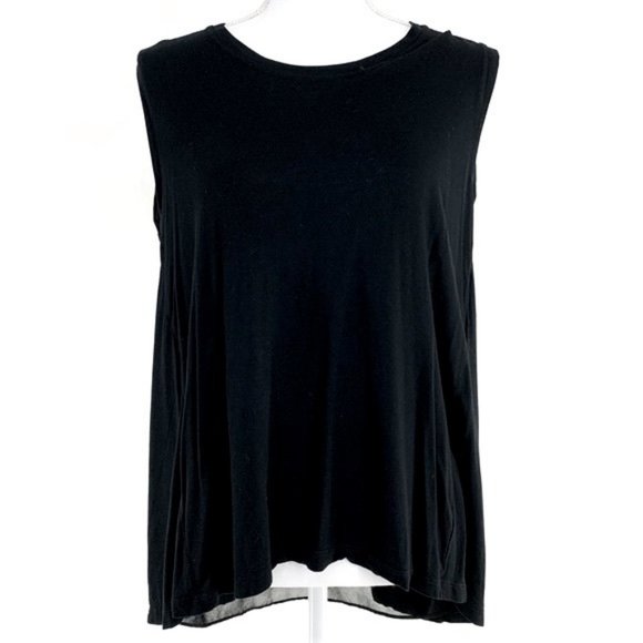 BCBGMAXAZRIA / Black Tank Top Sheer Panel / Medium - Picture 2 of 7